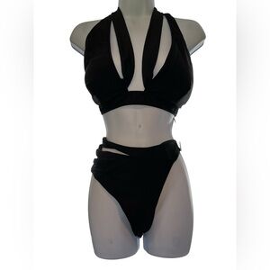 Blooming Jelly Womens High Waist Sporty Color Block Two Piece Swimsuit